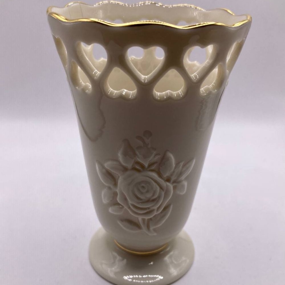 Vintage Lennox Flower Vase with Gold Rim